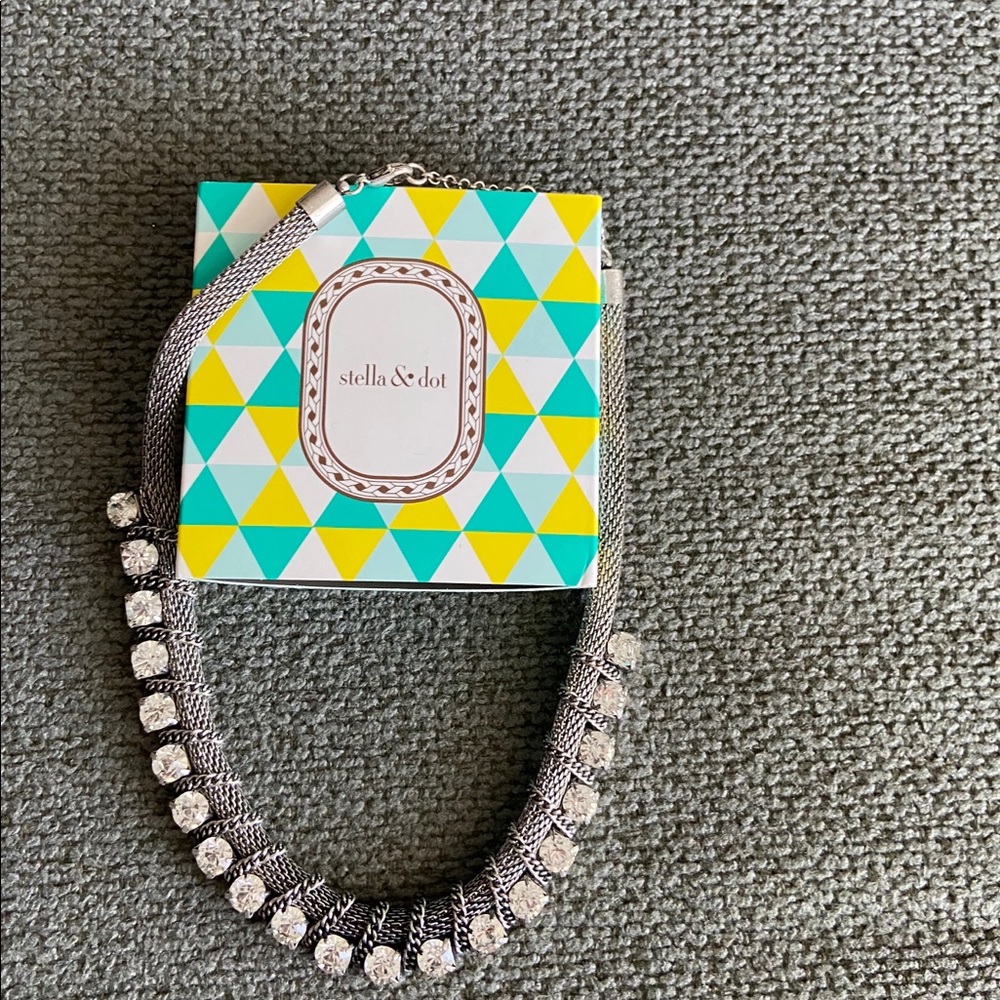 Stella & Dot Silver rope Rhinestone necklace